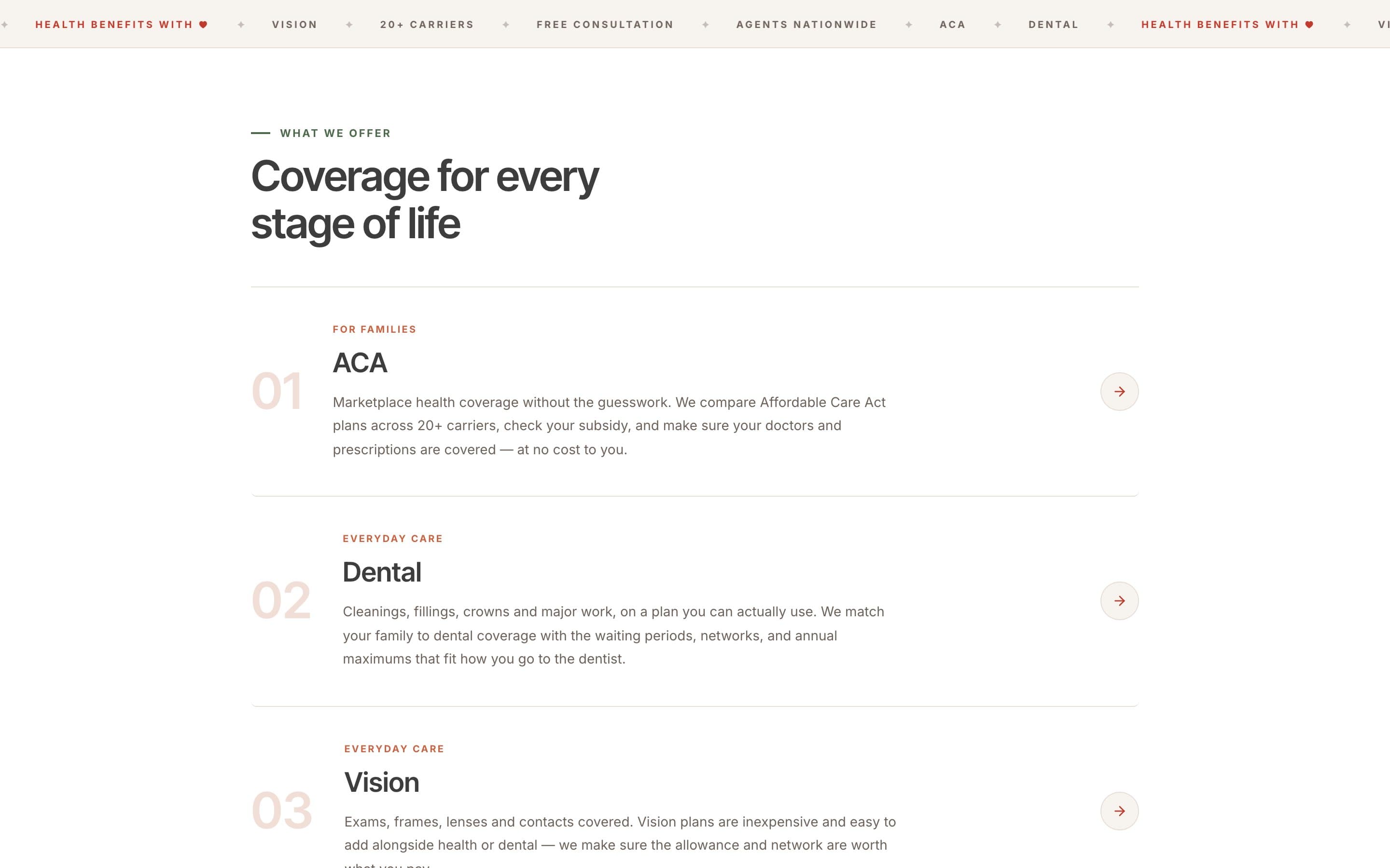 Love & Care website: coverage for every stage of life.