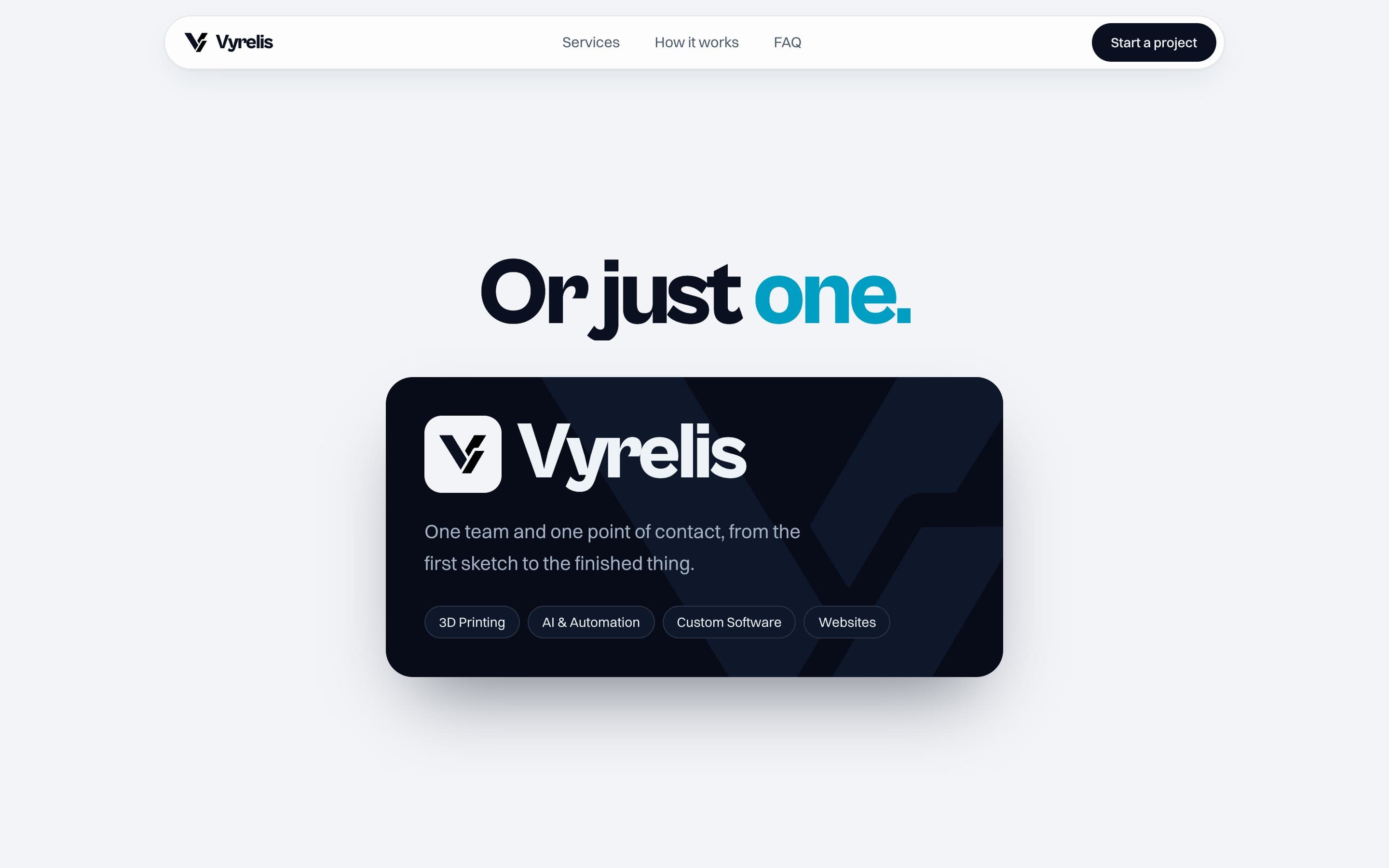 Vyrelis website: four companies merge into one Vyrelis card.